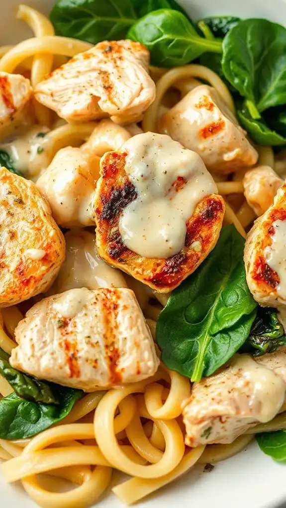 creamy chicken spinach pasta