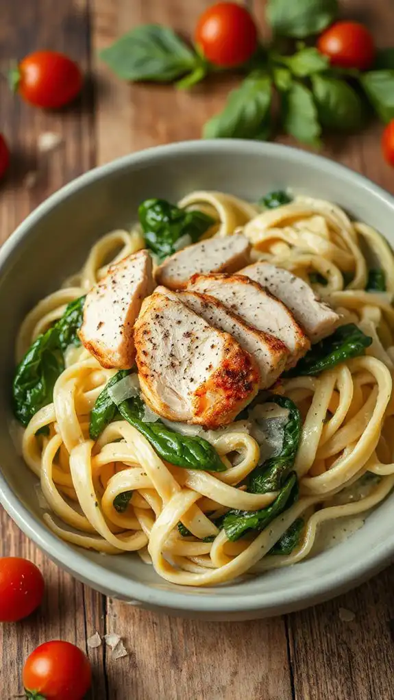 creamy chicken spinach pasta