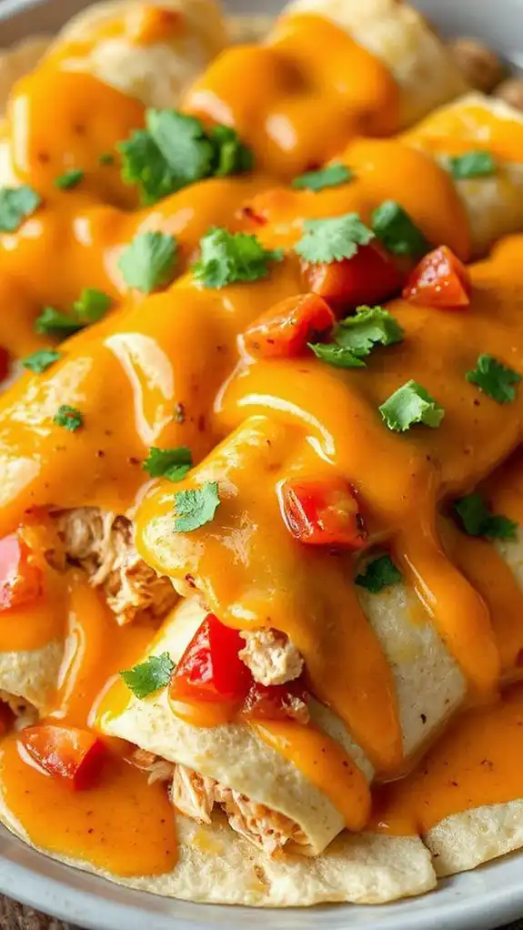 creamy chicken wrapped tortillas