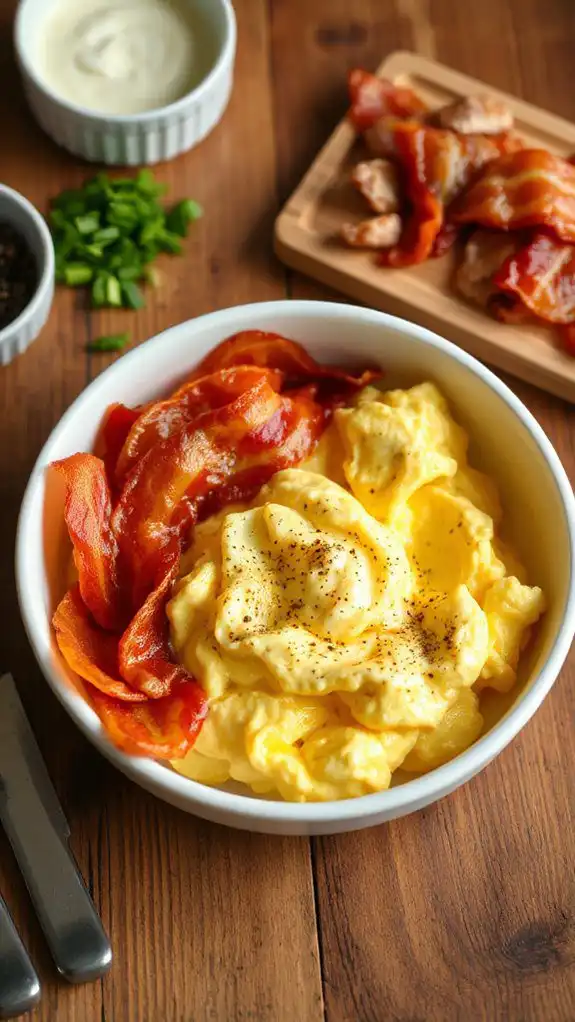 creamy eggs with bacon