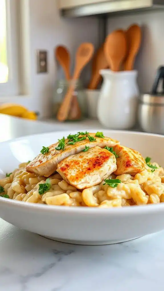 creamy garlic chicken risotto