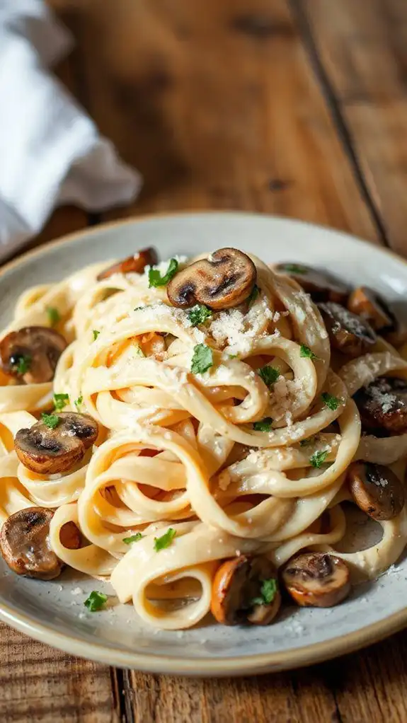 creamy garlic mushroom pasta