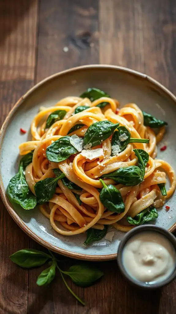 creamy garlic spinach pasta