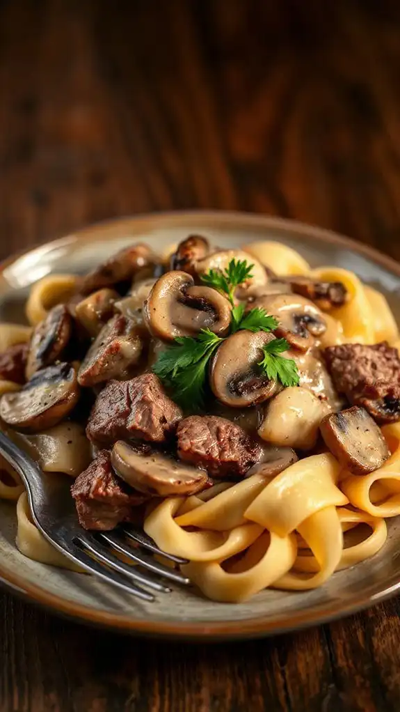 creamy mushroom beef dish