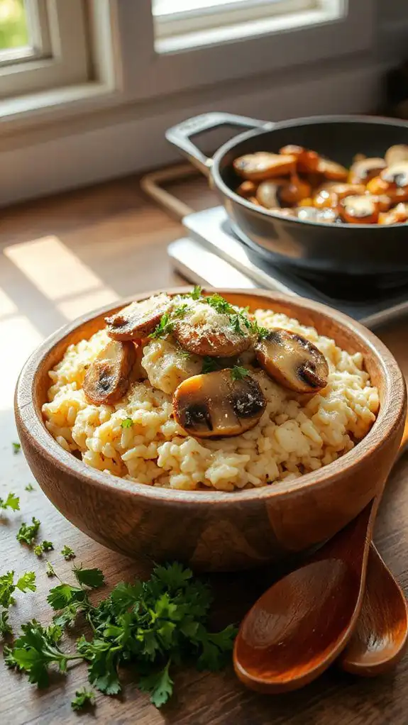 creamy mushroom chicken risotto