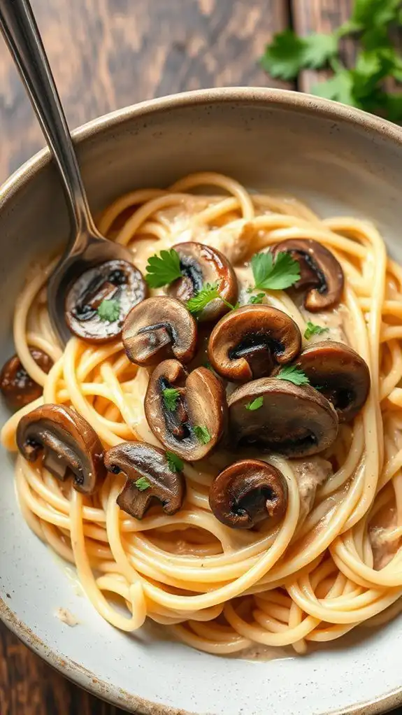 creamy mushroom pasta dish