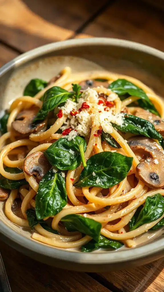 creamy mushroom spinach pasta