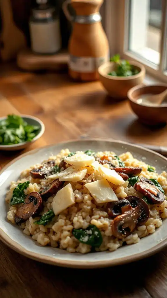 creamy mushroom spinach risotto