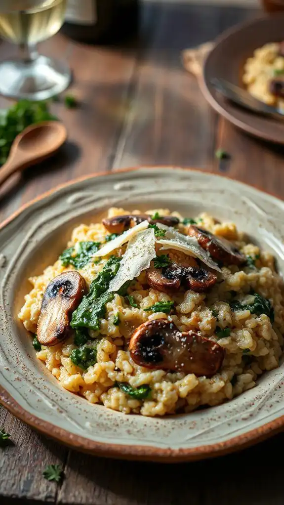 creamy mushroom spinach risotto