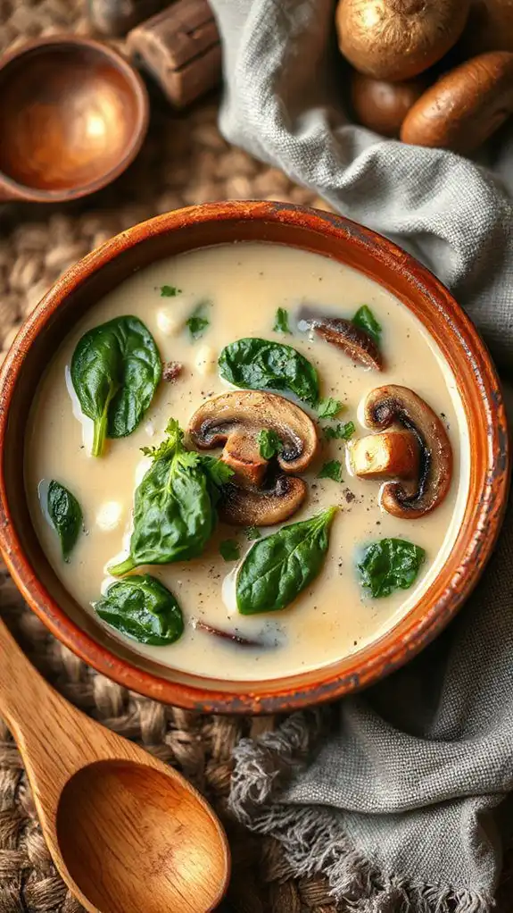 creamy mushroom spinach soup