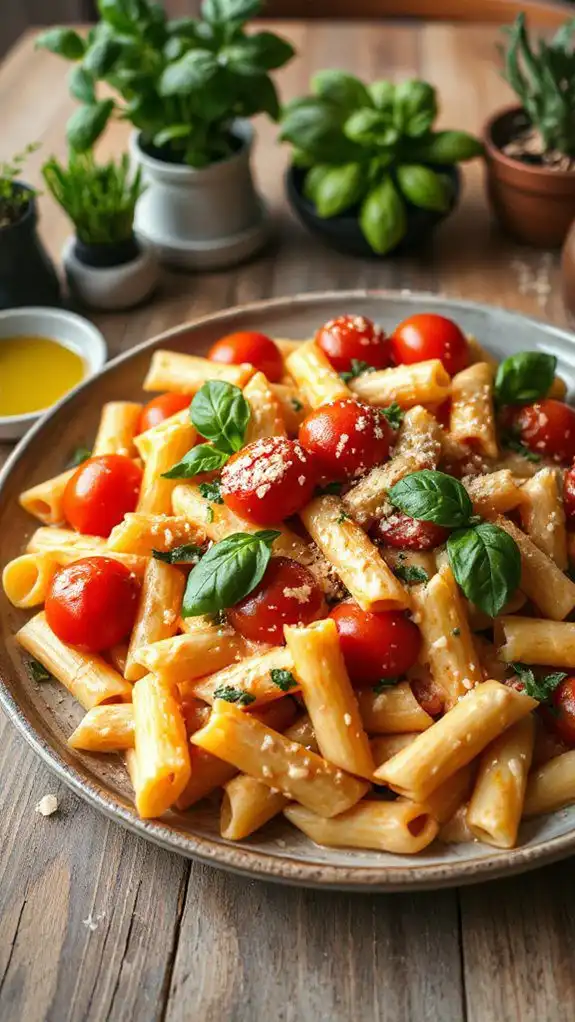 creamy pasta with basil creamy pasta with basil
