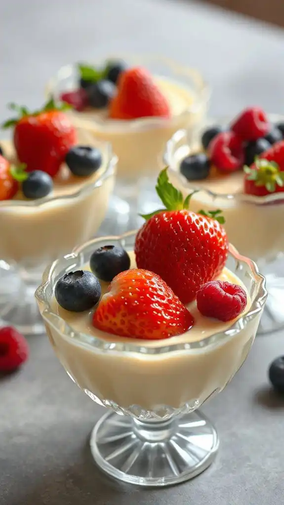 creamy pudding topped berries