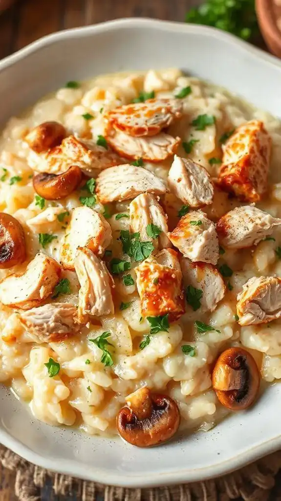 creamy rotisserie chicken risotto