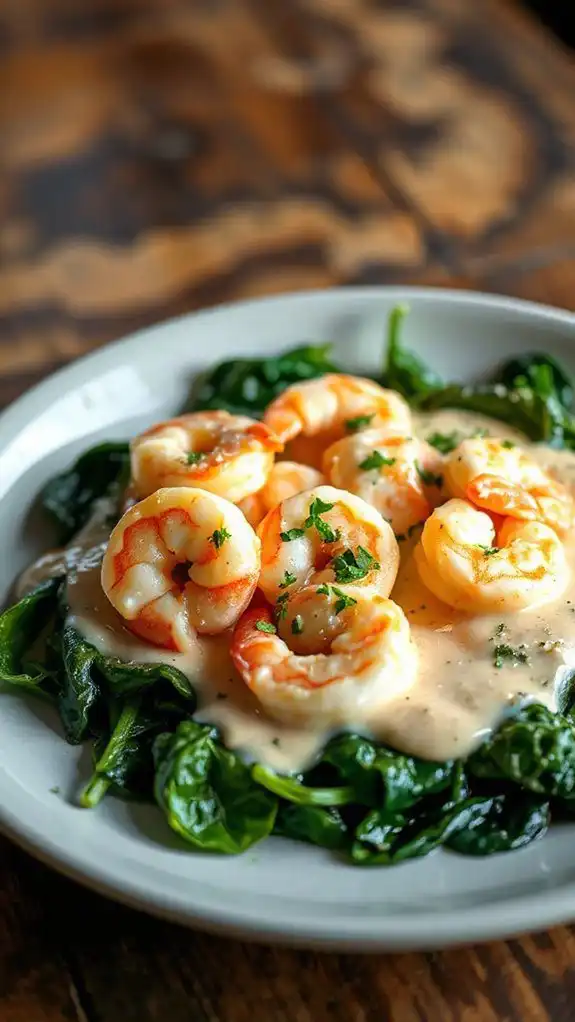 creamy shrimp with spinach
