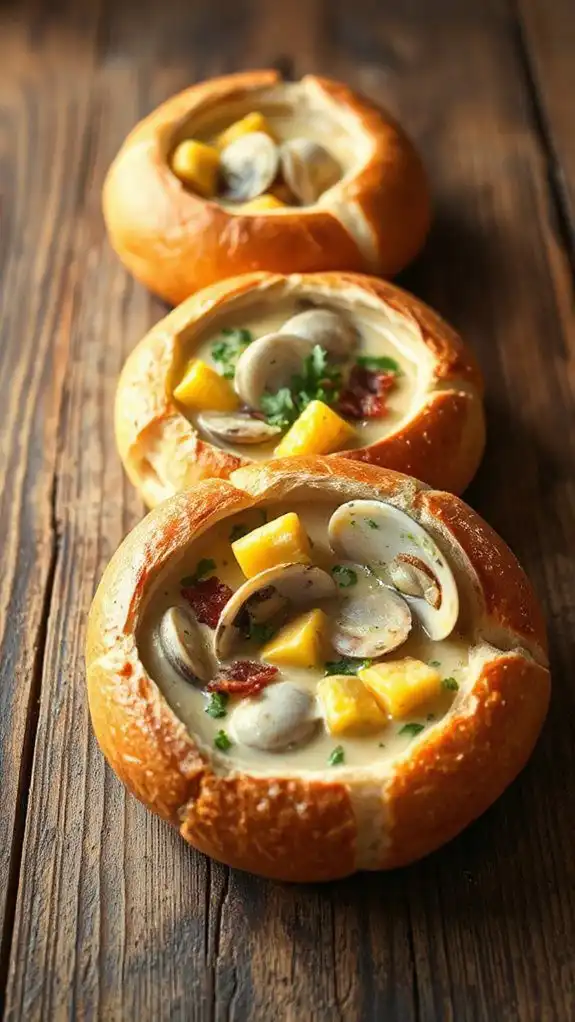 creamy soup served inside