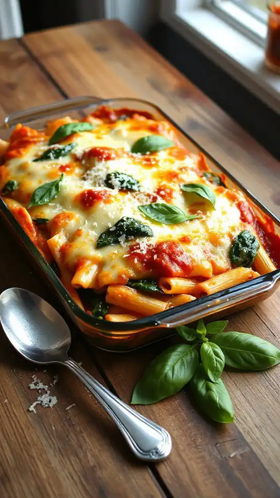 creamy spinach mozzarella ziti