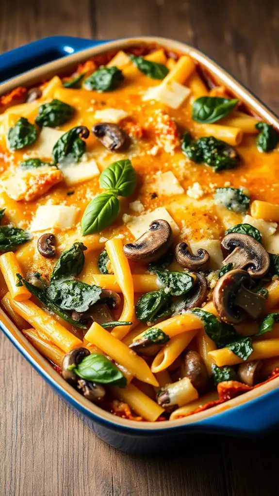 creamy spinach mushroom pasta