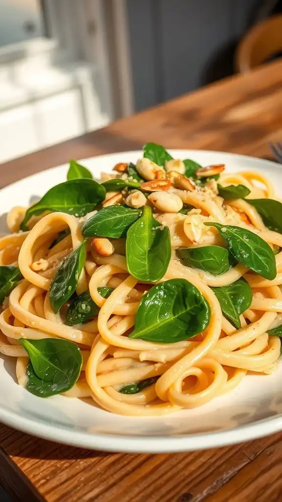 creamy spinach tahini pasta