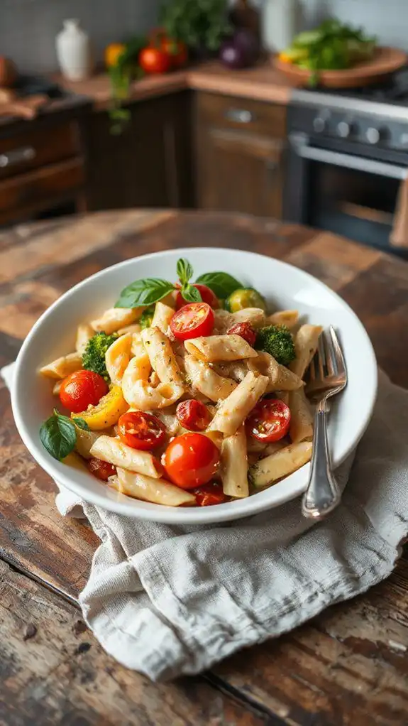 creamy vegetable pasta dish