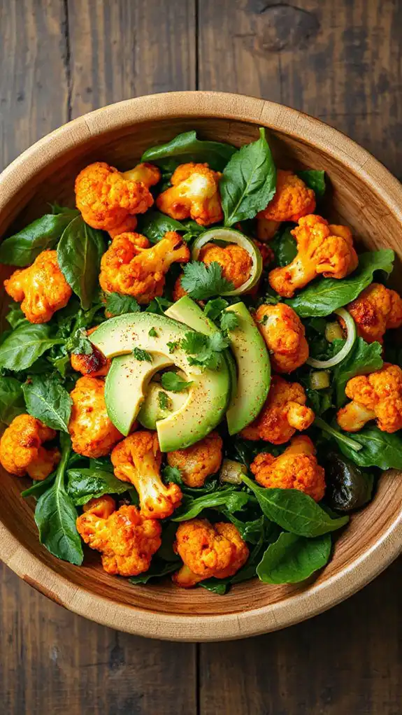 crispy buffalo cauliflower salad