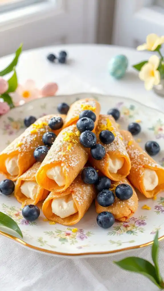 crispy cannoli with blueberries crispy cannoli with blueberries