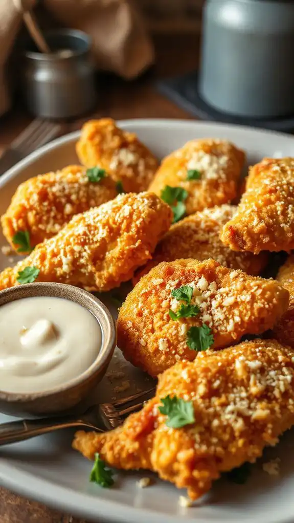 crispy chicken coated with parmesan