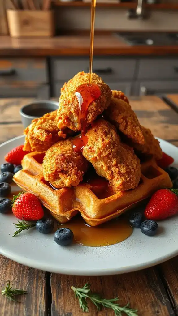 crispy chicken on waffles