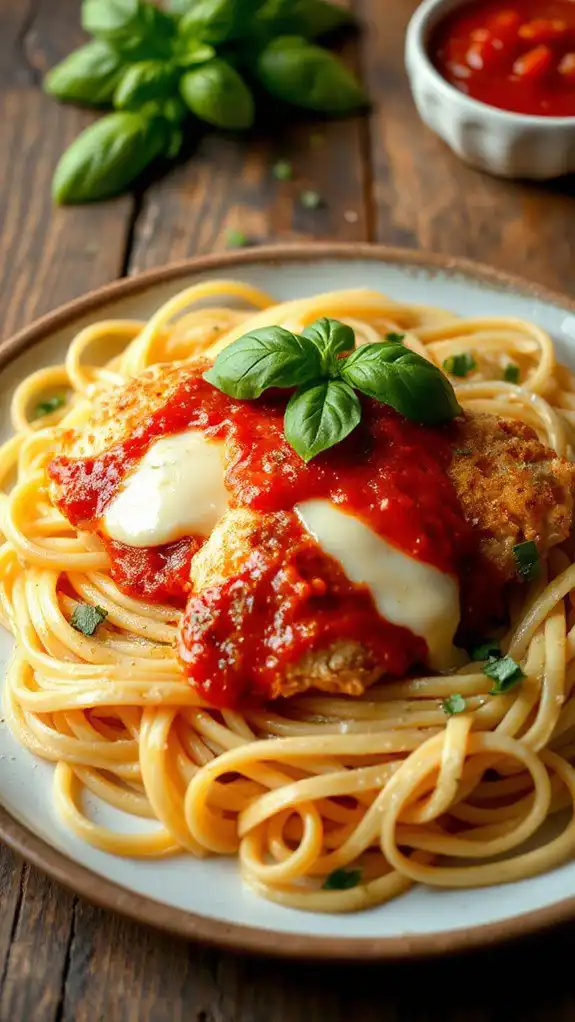 crispy chicken with pasta