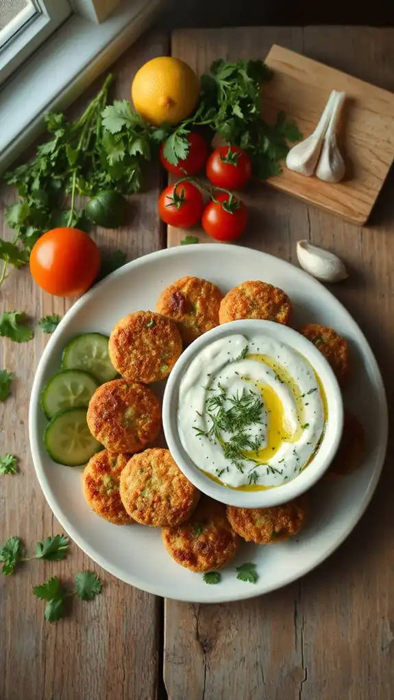 crispy falafel with tzatziki crispy falafel with tzatziki