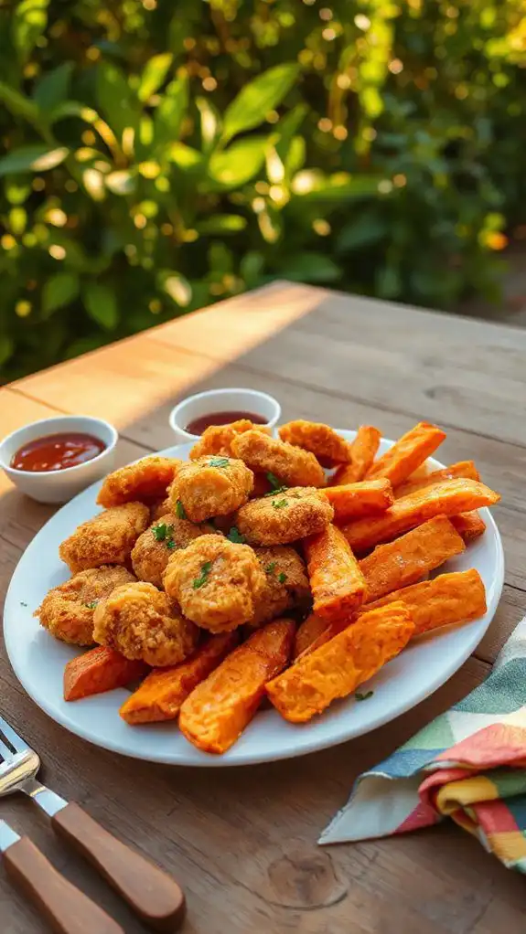 crispy nuggets and fries