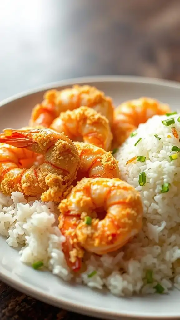 crispy shrimp with coconut rice