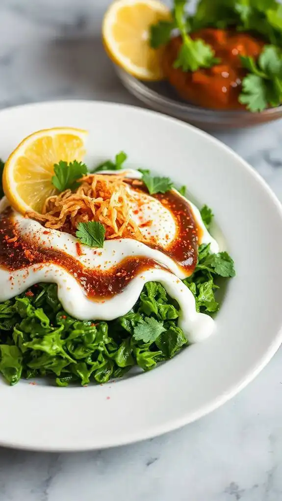 crispy spinach yogurt dish