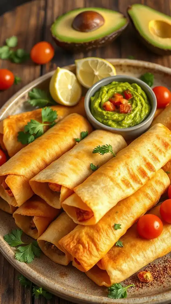 crispy taquitos with guacamole
