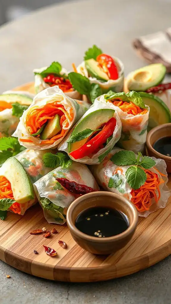 crispy vegetable filled spring rolls