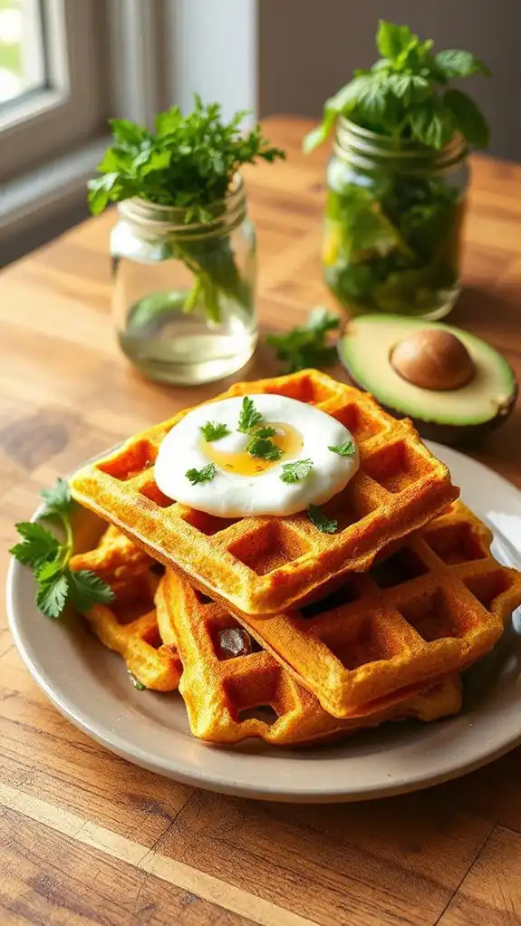 curried cauliflower chickpea waffles