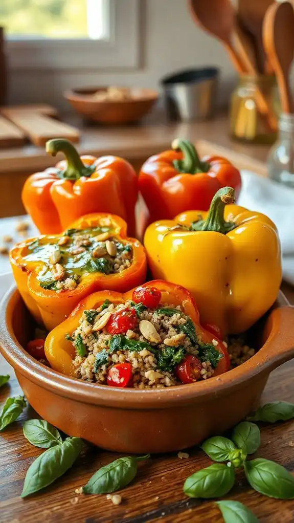 dairy free pesto stuffed peppers