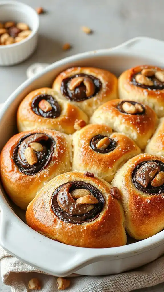 decadent chocolate hazelnut rolls