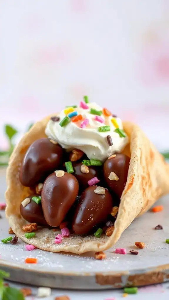 decadent fruit filled dessert taco