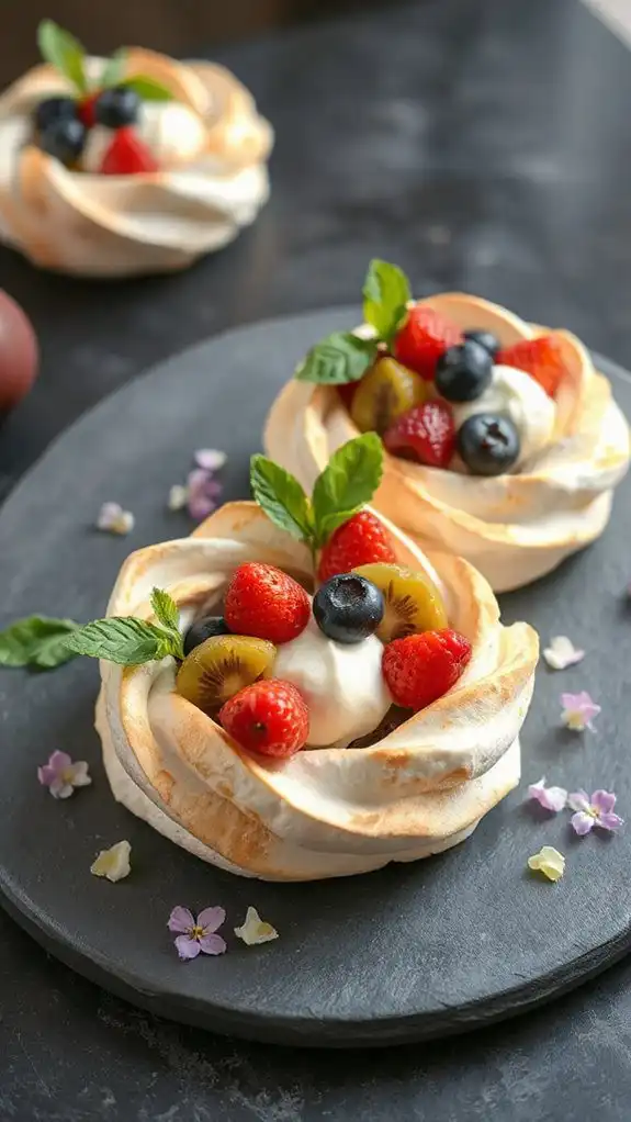 delicate meringue dessert nests