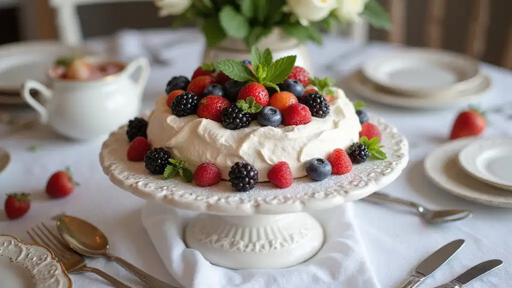 delicate meringue topped berries delicate meringue topped berries