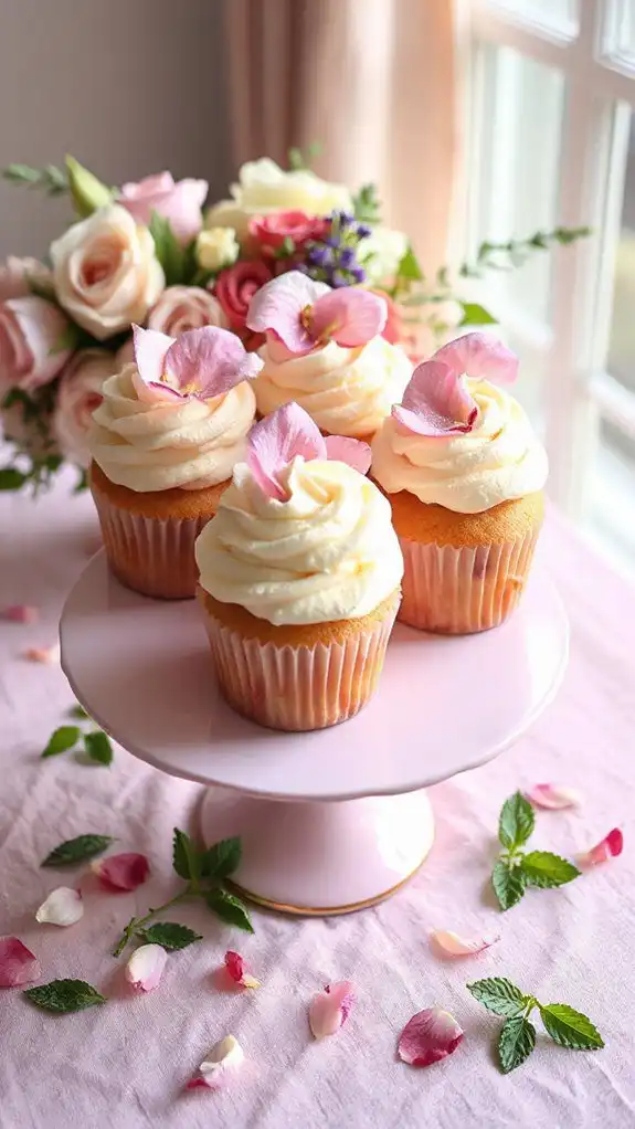 delicate rose flavored cupcakes