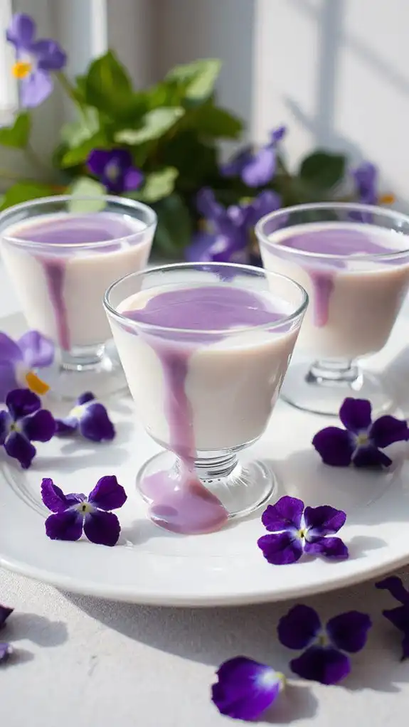 delicate violet panna cotta