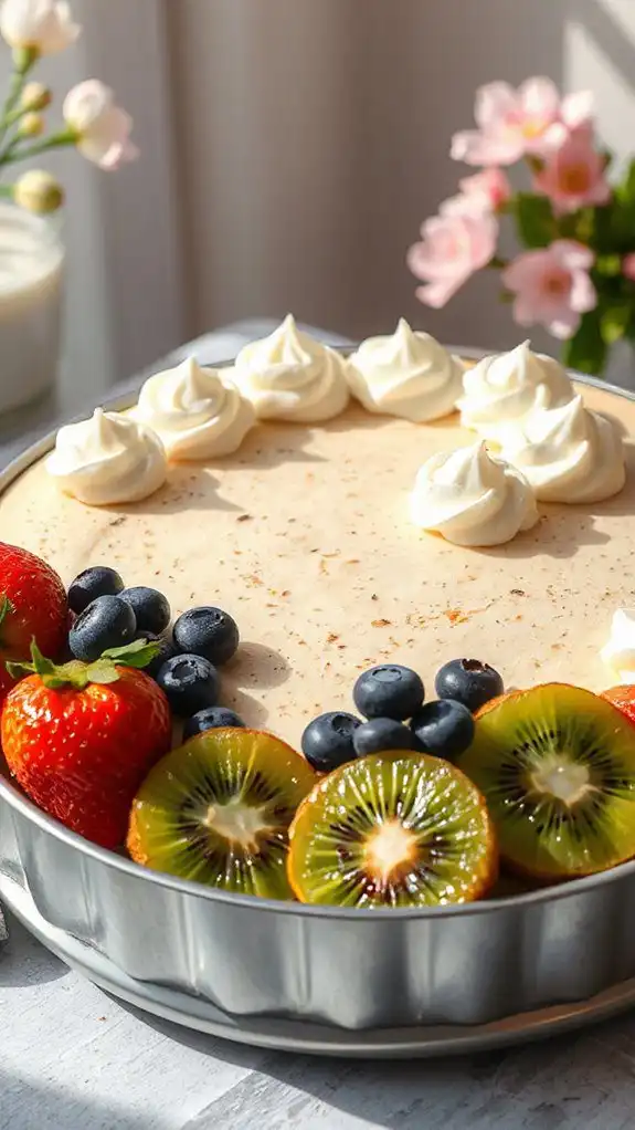 delicious cheesecake topped fruit