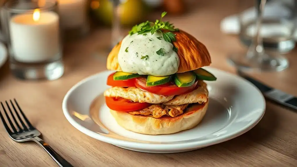 delicious chicken avocado burger