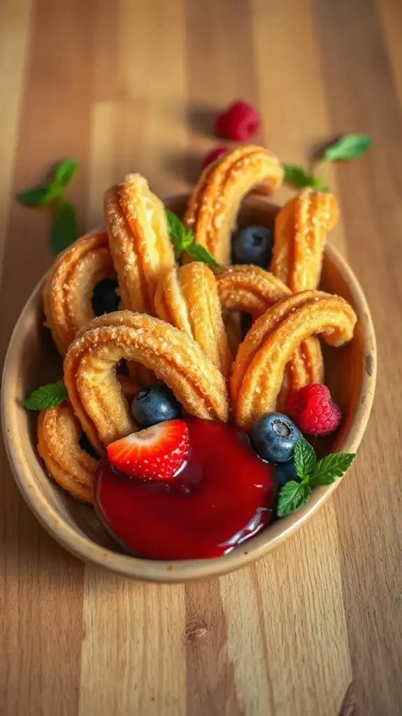delicious churros with sauce