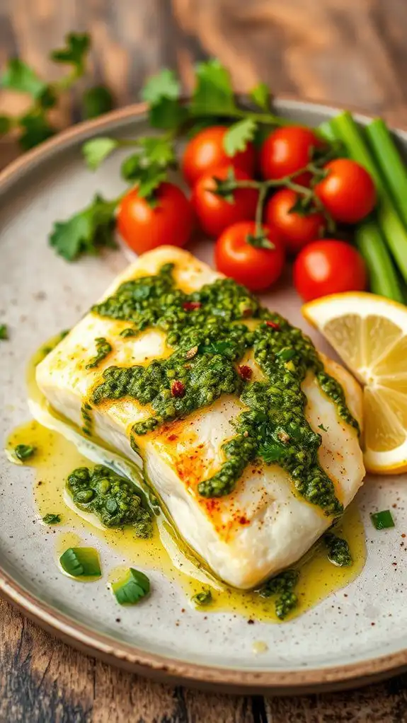 delicious cod with chimichurri
