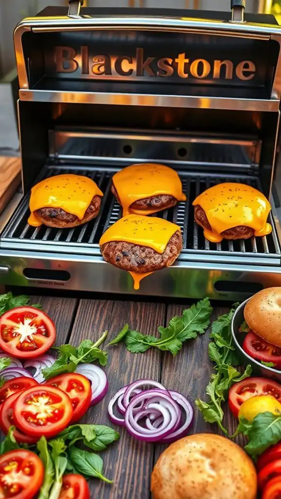 delicious juicy cheeseburgers await delicious juicy cheeseburgers await