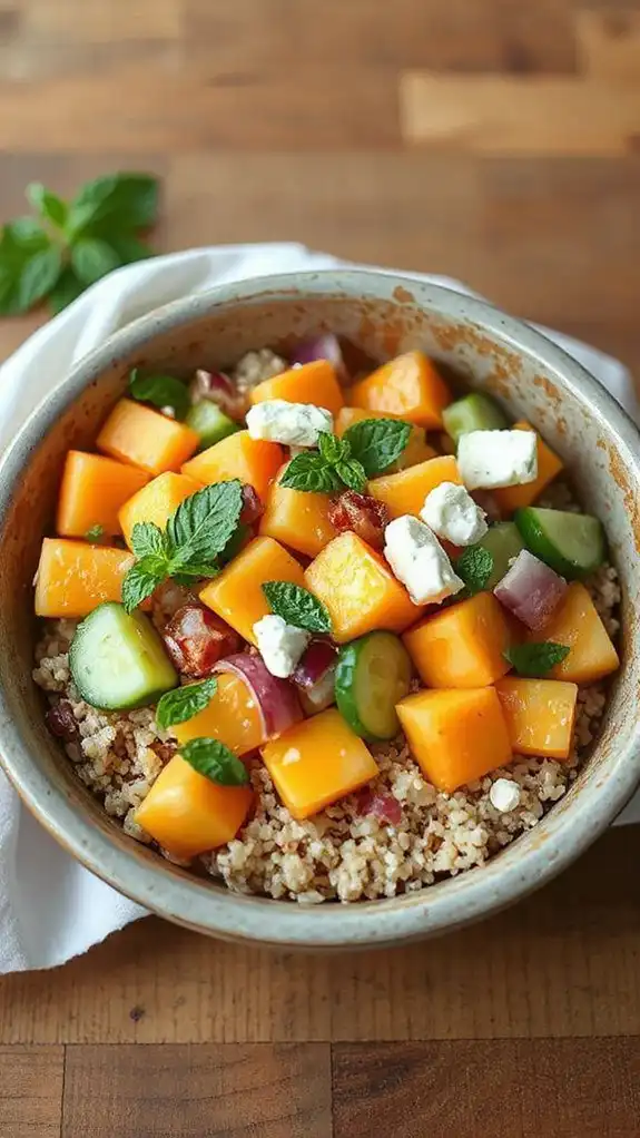 delicious melon quinoa bowl