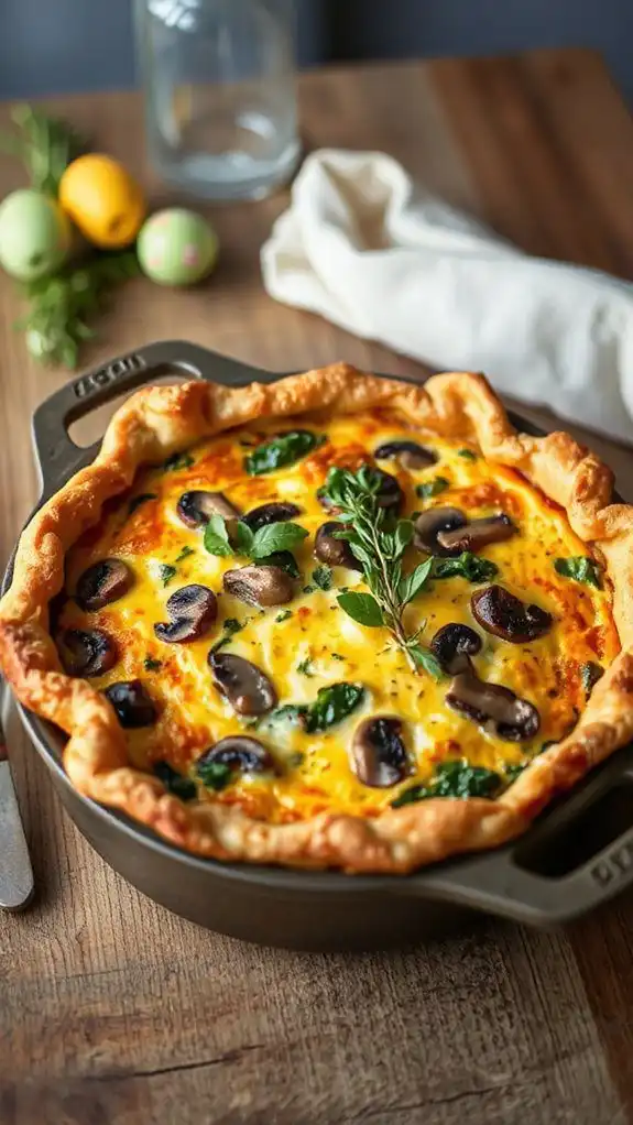 delicious mushroom spinach quiche
