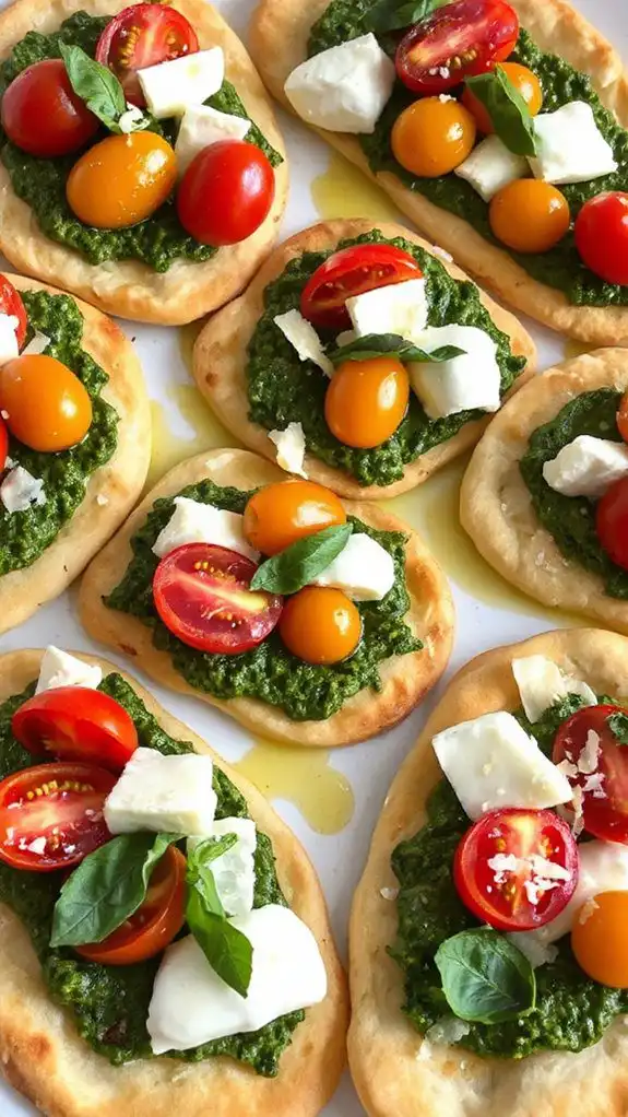 delicious pesto tomato flatbreads